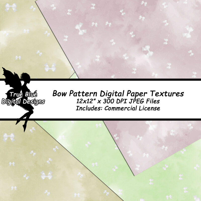 Bow Pattern Watercolor Digital Paper Textures-Watercolour Digital Paper-Bow Pattern Watercolour Paper-Watercolour Paper With Bows-Bows