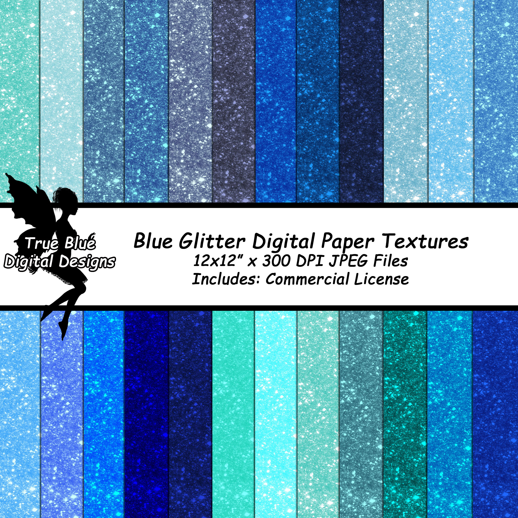 Blue Glitter Digital Paper