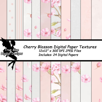Cherry Blossom Digital Paper-Pink Cherry Blossom Paper-White Cherry Blossom Paper-Sakura Digital Paper-Scrapbook Digital Paper