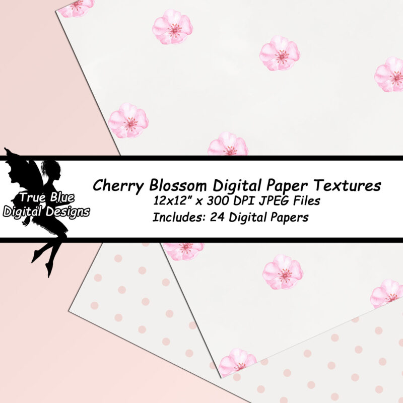 Cherry Blossom Digital Paper-Pink Cherry Blossom Paper-White Cherry Blossom Paper-Sakura Digital Paper-Scrapbook Digital Paper