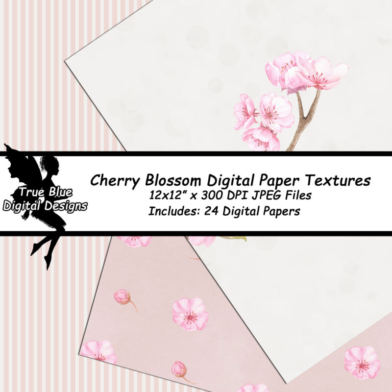 Cherry Blossom Digital Paper-Pink Cherry Blossom Paper-White Cherry Blossom Paper-Sakura Digital Paper-Scrapbook Digital Paper