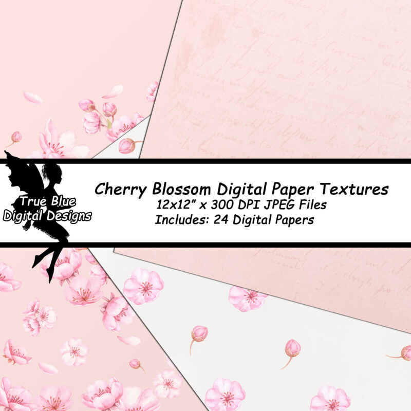 Cherry Blossom Digital Paper-Pink Cherry Blossom Paper-White Cherry Blossom Paper-Sakura Digital Paper-Scrapbook Digital Paper