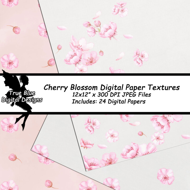 Cherry Blossom Digital Paper-Pink Cherry Blossom Paper-White Cherry Blossom Paper-Sakura Digital Paper-Scrapbook Digital Paper