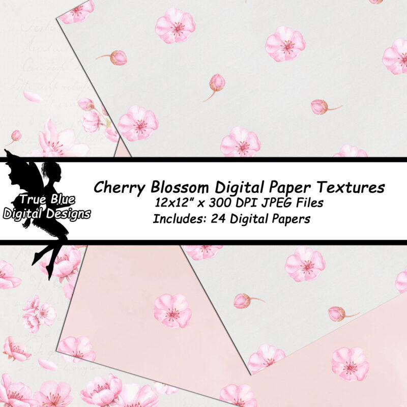 Cherry Blossom Digital Paper-Pink Cherry Blossom Paper-White Cherry Blossom Paper-Sakura Digital Paper-Scrapbook Digital Paper