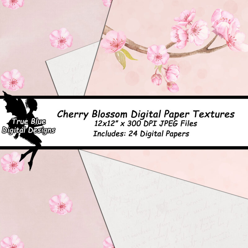 Cherry Blossom Digital Paper-Pink Cherry Blossom Paper-White Cherry Blossom Paper-Sakura Digital Paper-Scrapbook Digital Paper