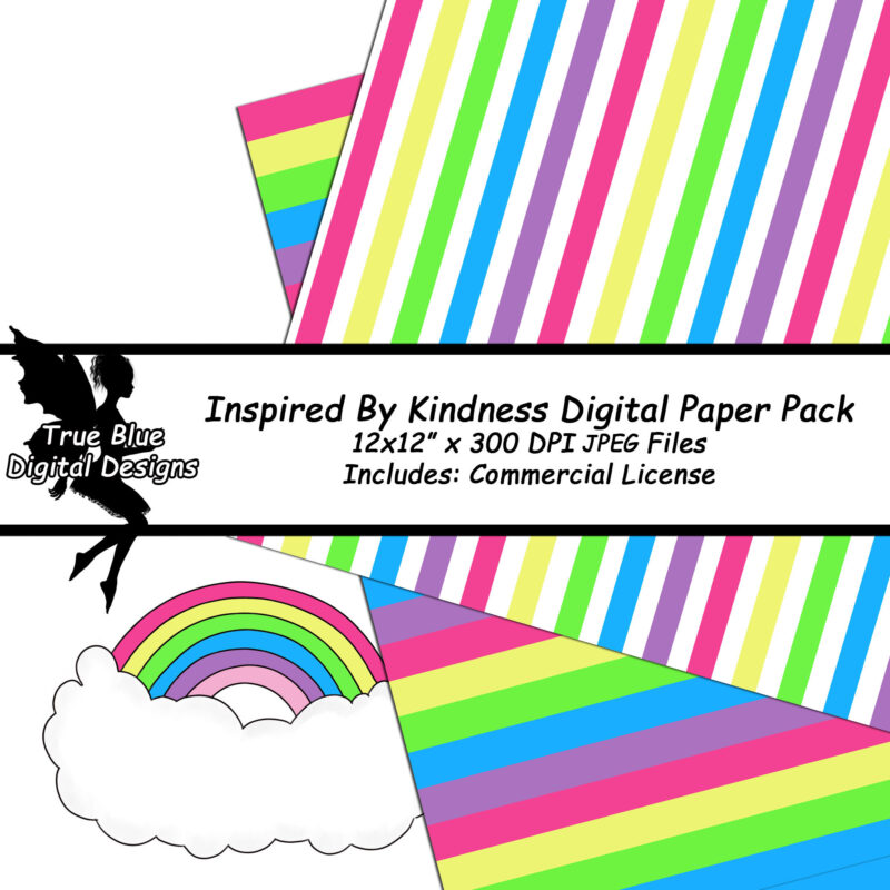 Kindness Digital Paper-Rainbow Digital Paper-Digital Scrapbook Paper-Butterfly Digital Paper-Cupcake Digital Paper-Be Kind-Polk Dots