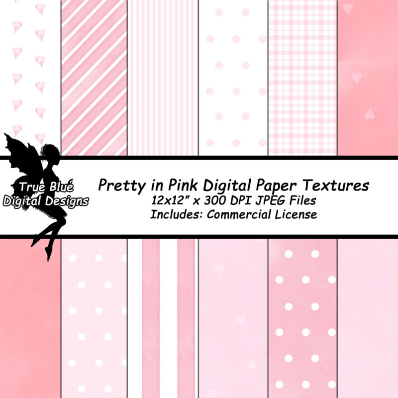 Pretty Pink Digital Paper Textures-Pink Digital Papers-Pink Scrapbook Papers-Heart Paper-Bokeh Paper-Watercolour Backgrounds