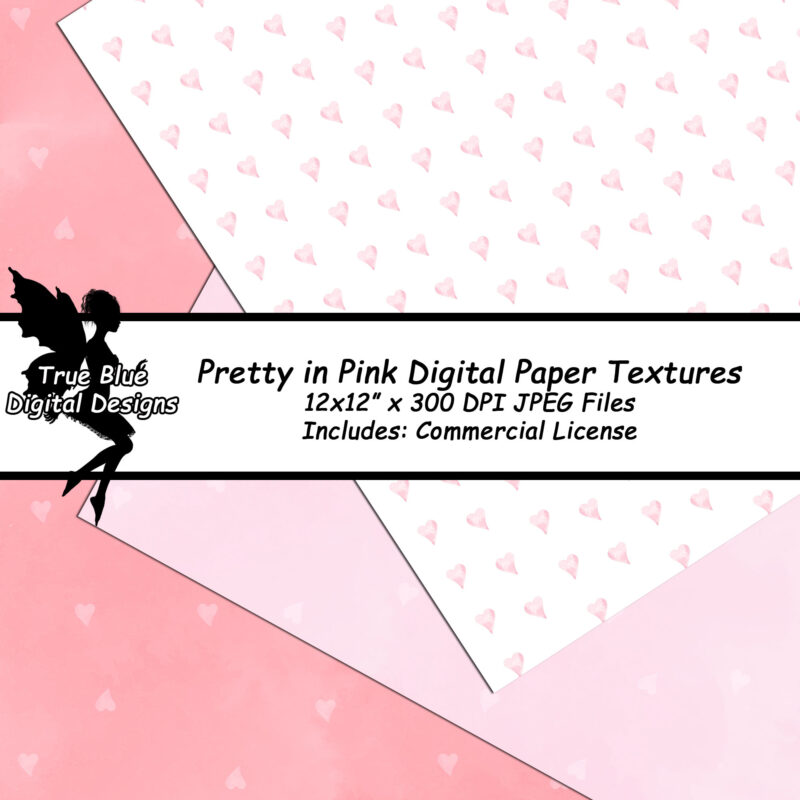 Pretty Pink Digital Paper Textures-Pink Digital Papers-Pink Scrapbook Papers-Heart Paper-Bokeh Paper-Watercolour Backgrounds