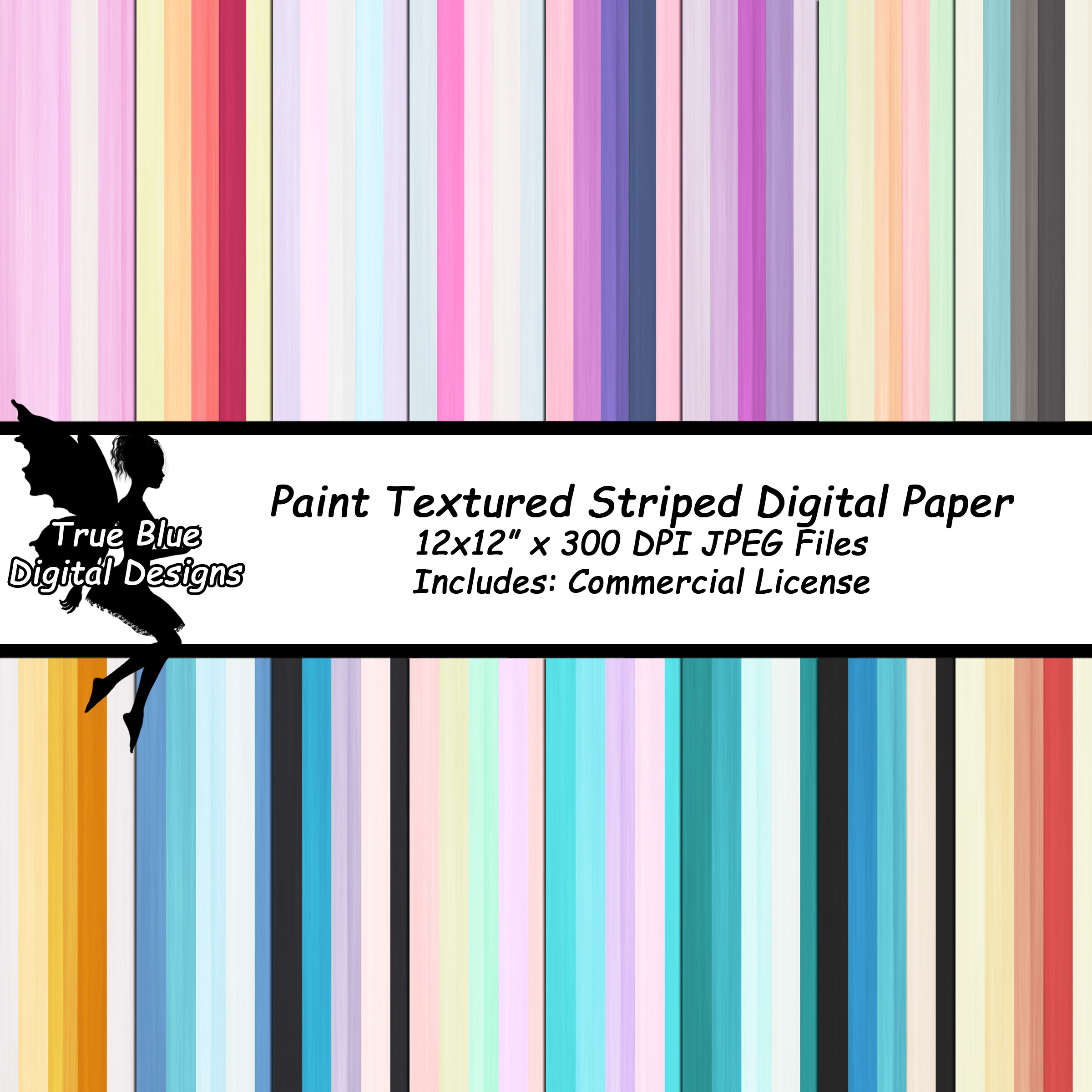 Paint Textured Striped Digital Paper