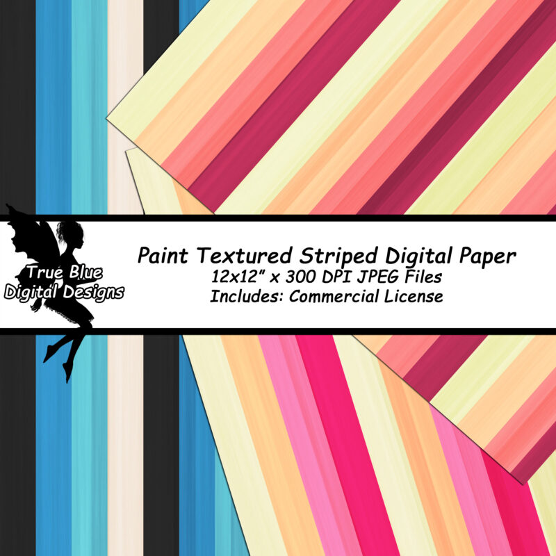 Paint Textured Stripes-Digital Paper-Striped Digital Paper-Paper With Striped-Textured Paper-Textured Scrapbook Paper-Stripes