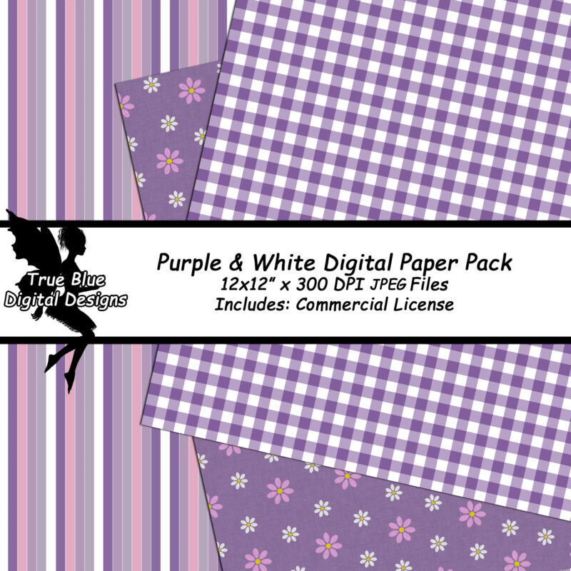 Purple and White Digital Papers-Purple Digital Paper-White Digital Paper-White and Purple-Purple Scrapbook Paper-Digital Paper