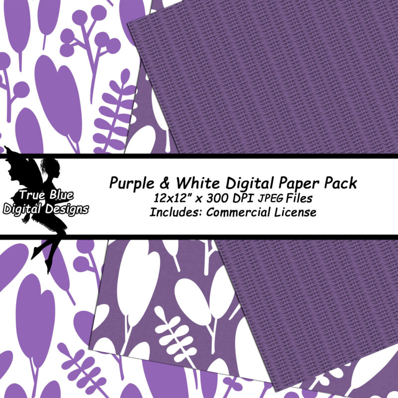 Purple and White Digital Papers-Purple Digital Paper-White Digital Paper-White and Purple-Purple Scrapbook Paper-Digital Paper