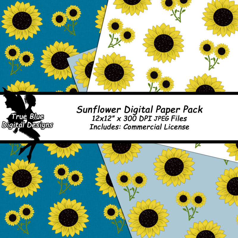 Sunflower Digital Paper-Digital Paper-Digital Sunflower Paper-Sunflowers-Sunflower-Scrapbook Paper-Digital Scrapbook Paper-Paper Sunflowers