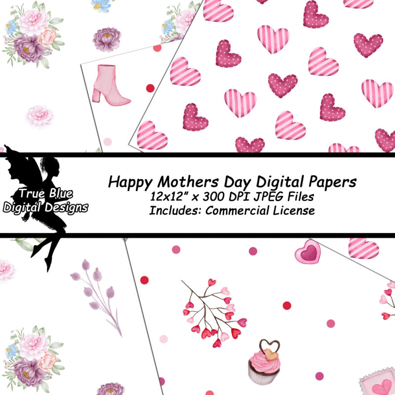 Happy Mothers Day-Digital Paper-Mothers Day Gift-For Her-Mothers Day-Mothers Day Digital Paper-Digital Scrapbook Paper-Scrapbook Paper